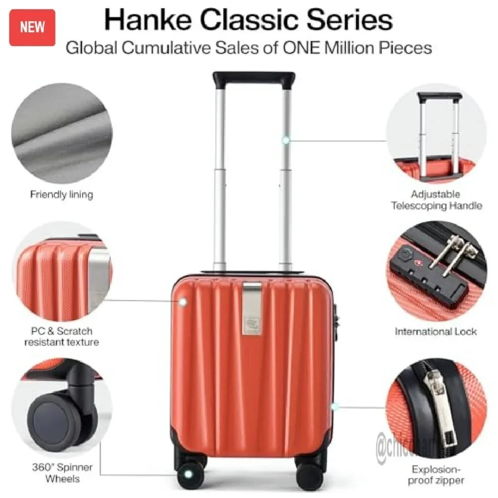 14-Inch Underseat Carry-On Hard Shell Luggage with Spinner Wheels